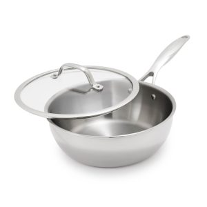 Valencia Pro Stainless Steel Uncoated 3.6-Quart Chef's Pan with Lid