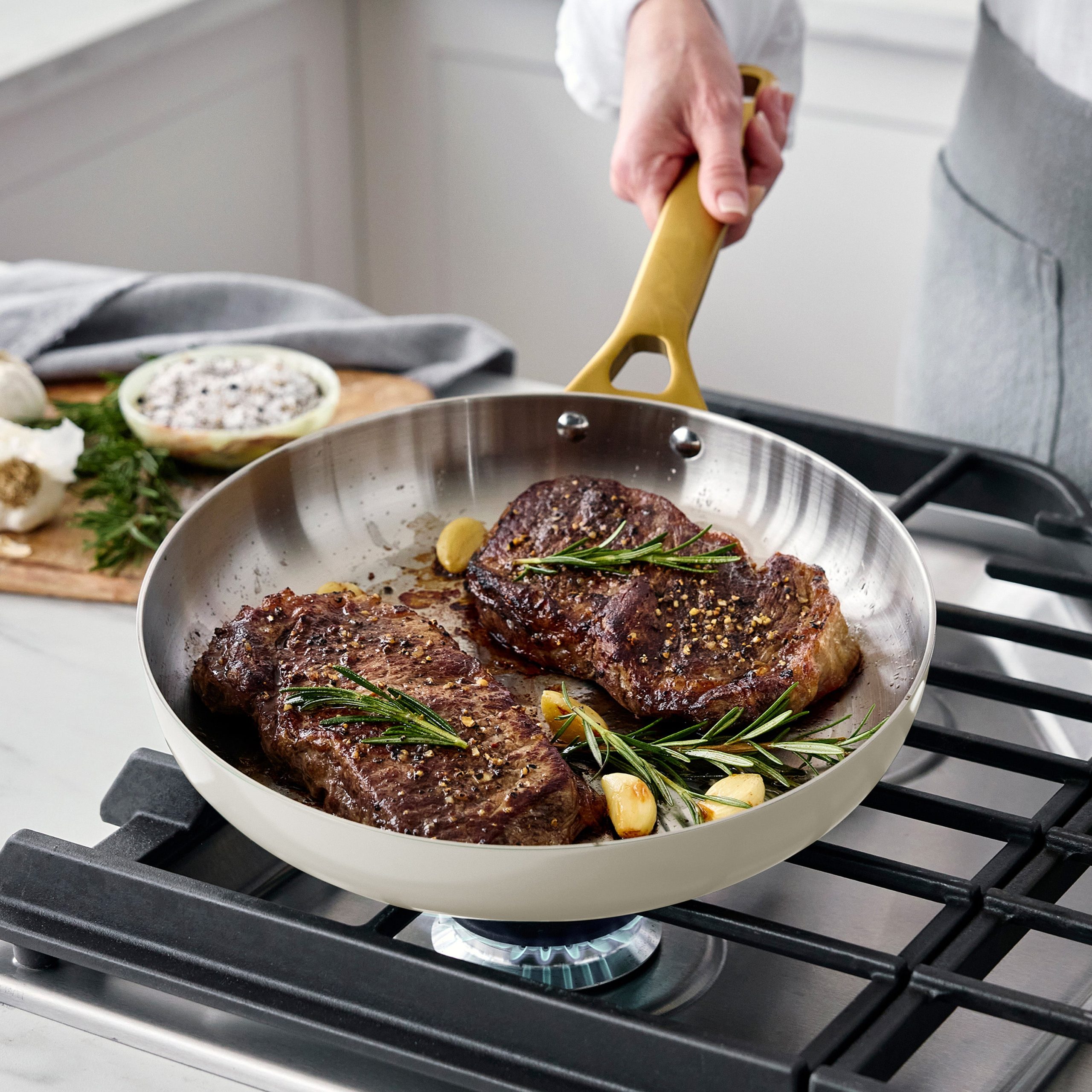 Reserve Pro Uncoated Stainless Steel 8 Frypan | Cream - Image 4