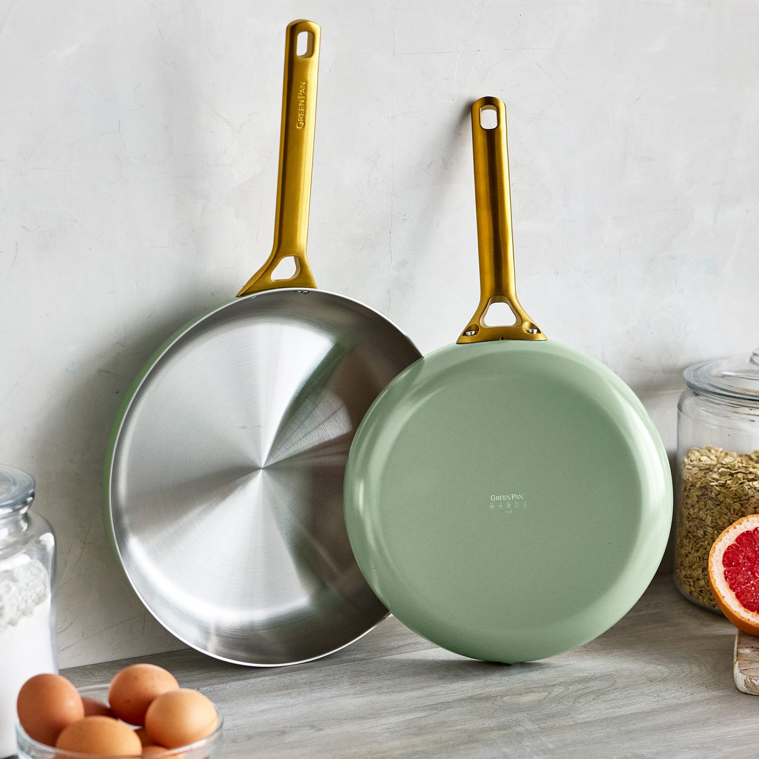 Reserve Pro Uncoated Stainless Steel 10 and 12 Frypan Set | Sage - Image 4