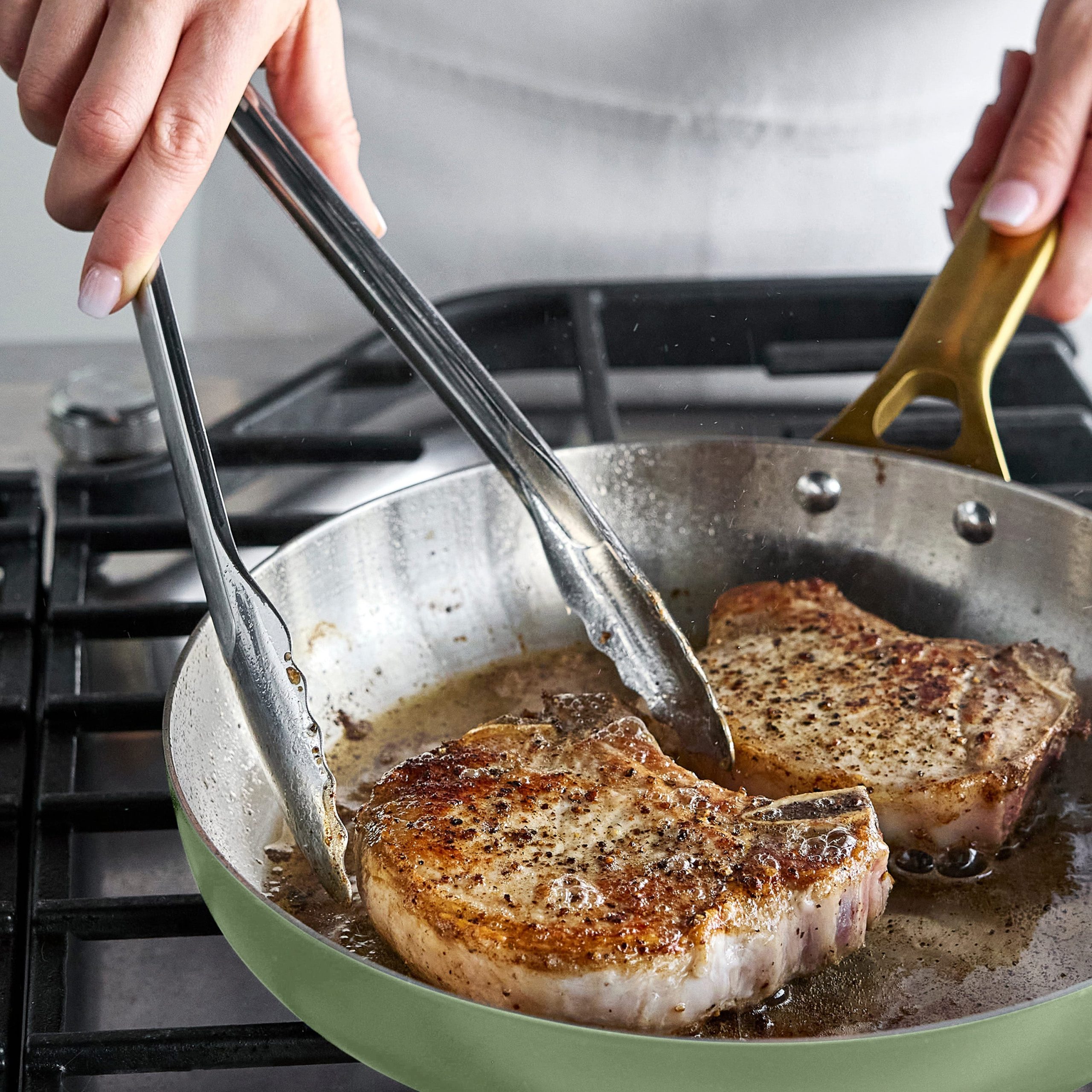 Reserve Pro Uncoated Stainless Steel 10 and 12 Frypan Set | Sage - Image 7