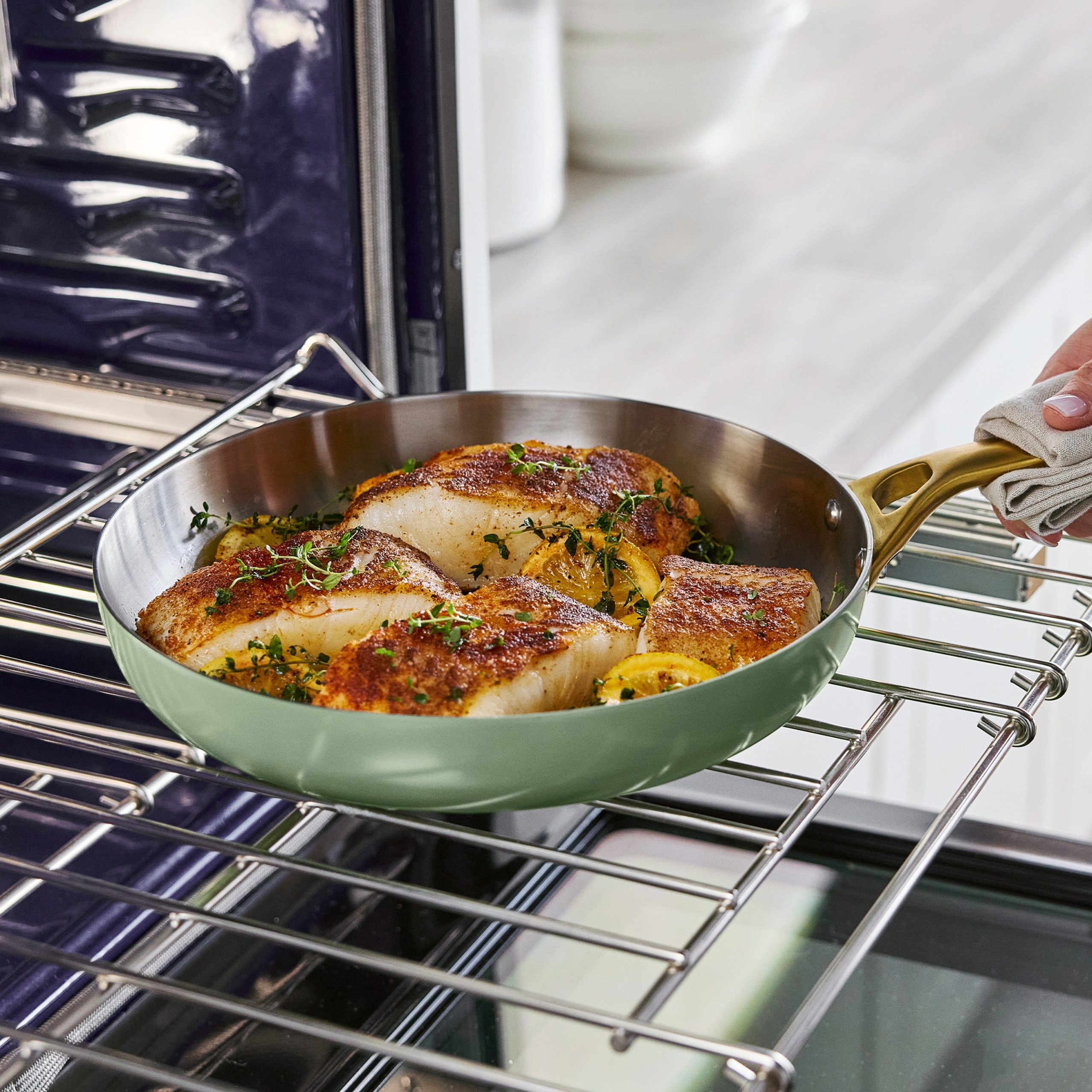 Reserve Pro Uncoated Stainless Steel 10 and 12 Frypan Set | Sage - Image 6