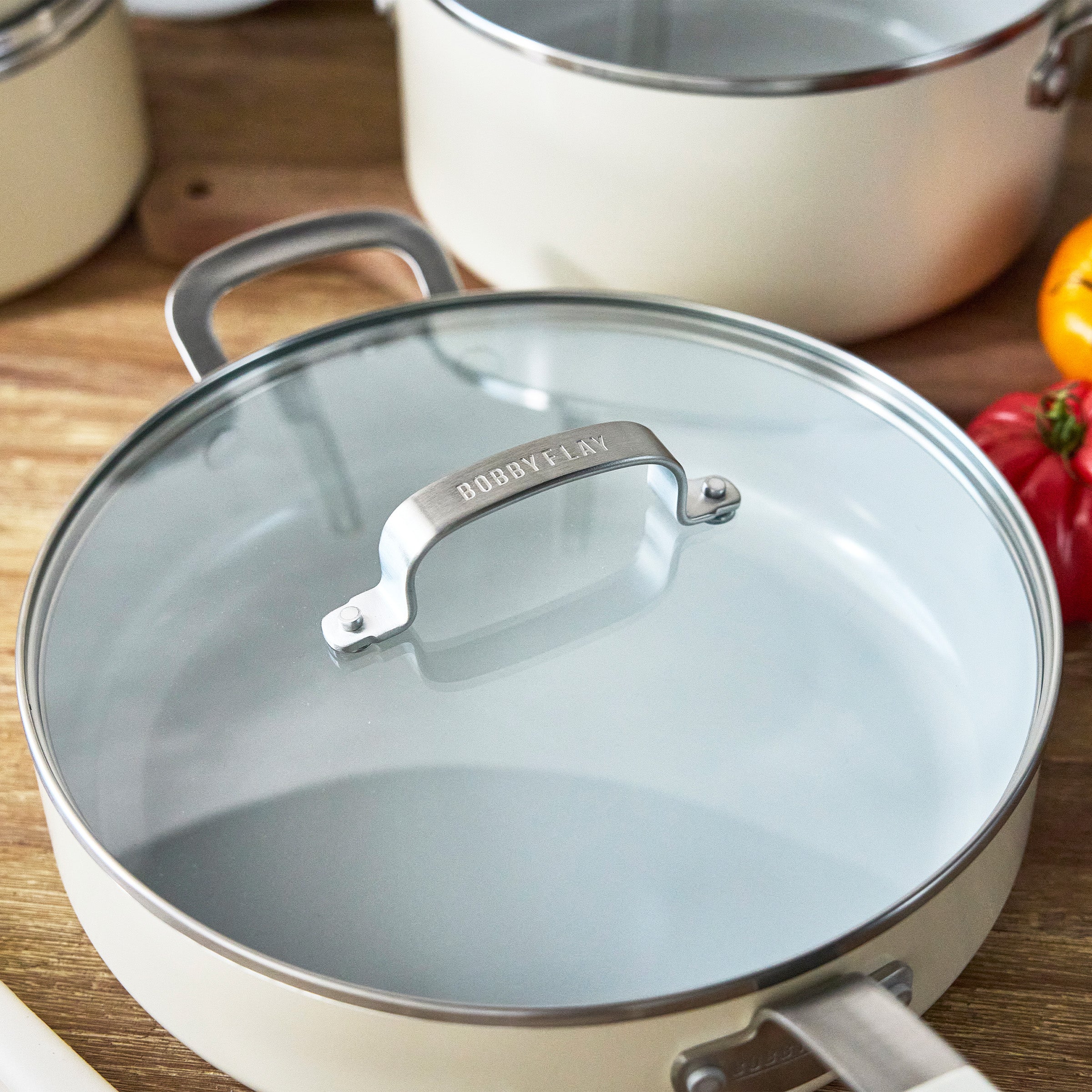 Bobby Flay by GreenPan Professional Ceramic Nonstick 10-Piece Cookware Set | Cream - Image 9