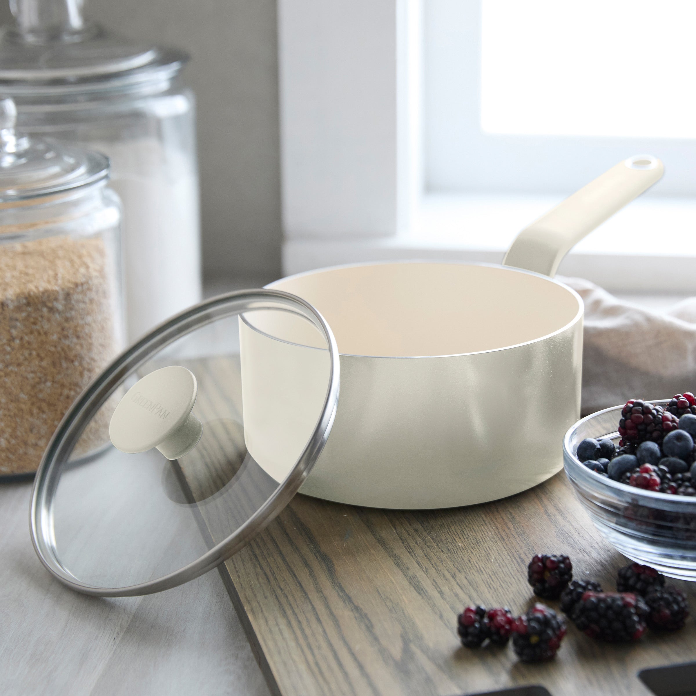 Rio Advanced Ceramic Nonstick 2-Quart Saucepan with Lid | Cream - Image 2