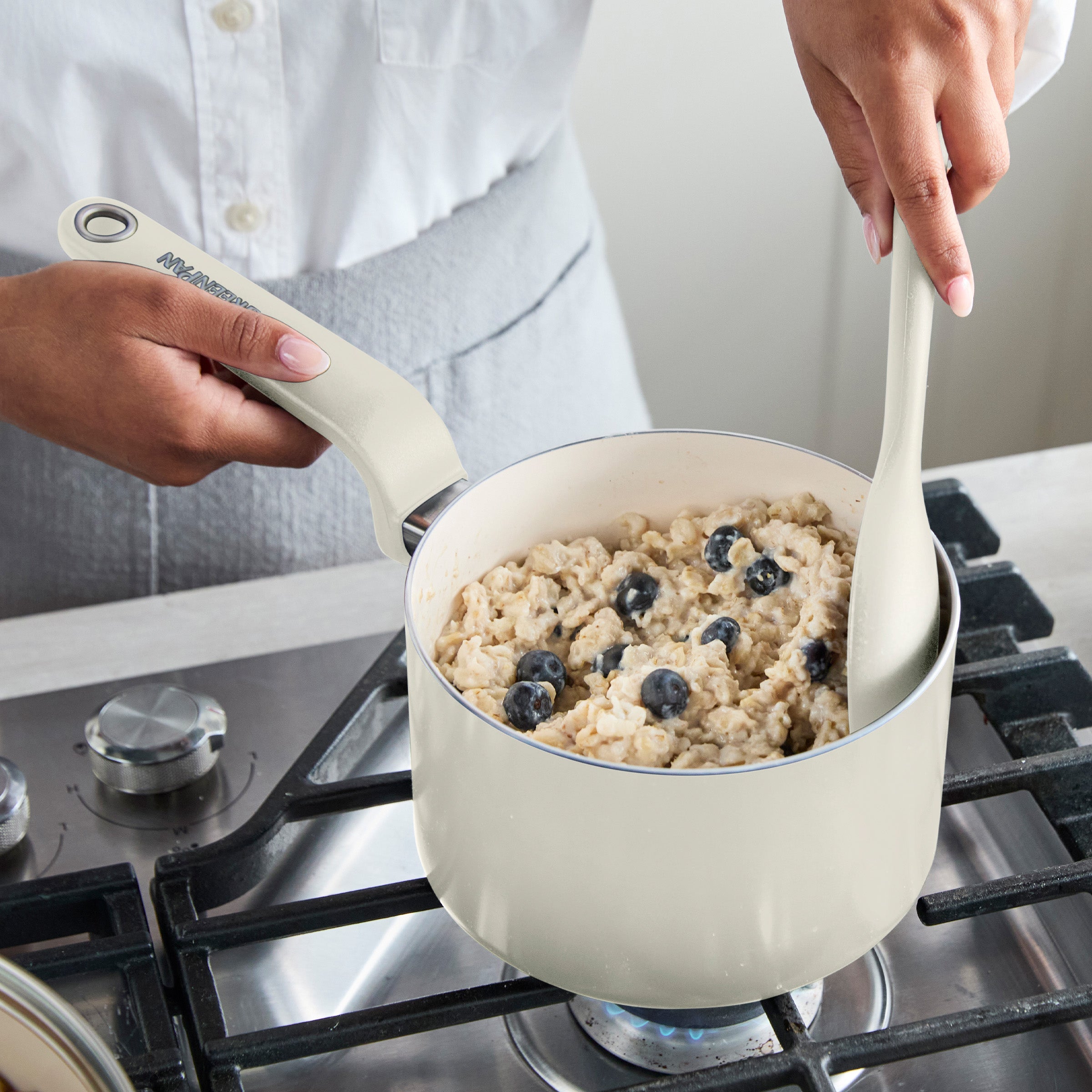 Rio Advanced Ceramic Nonstick 2-Quart Saucepan with Lid | Cream - Image 3