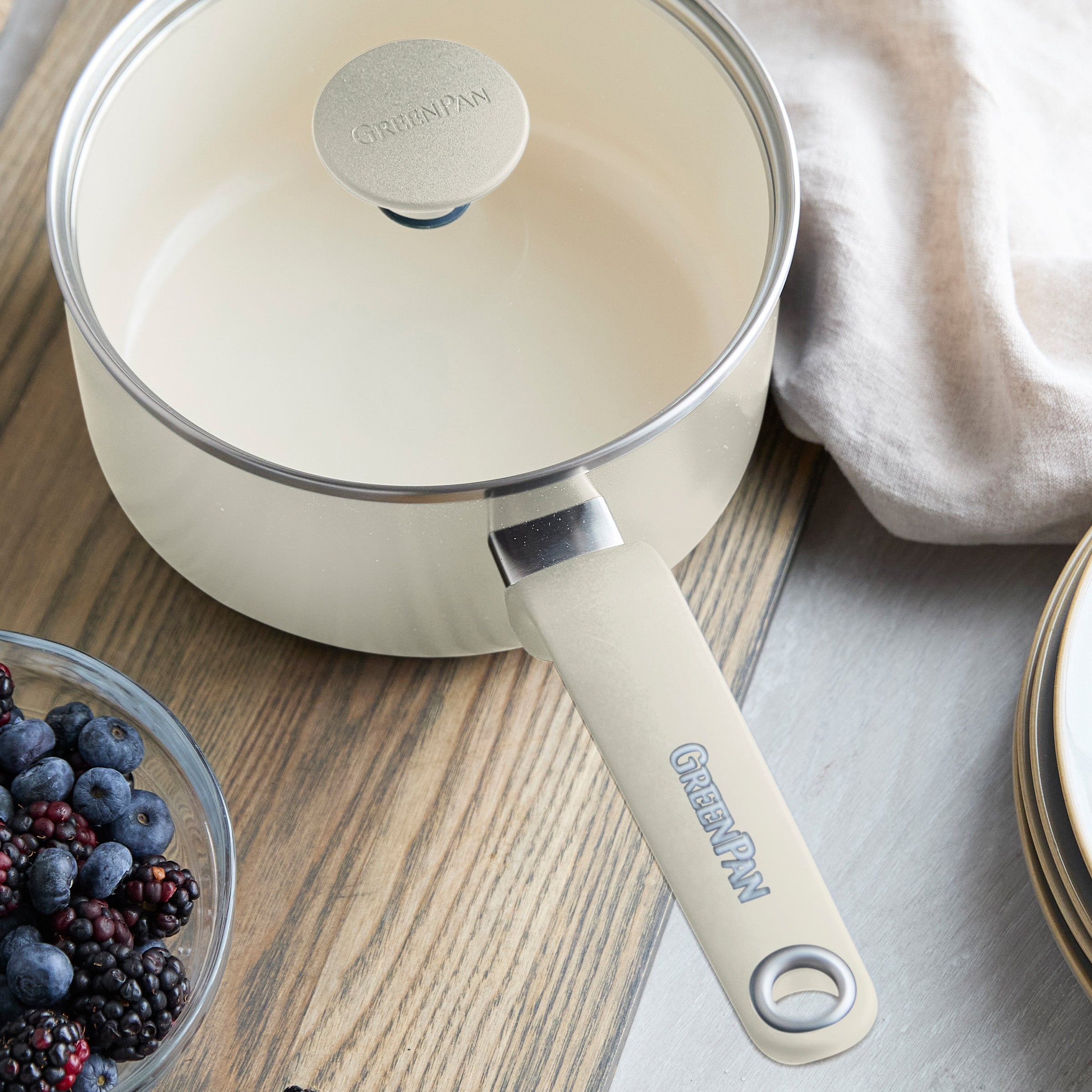 Rio Advanced Ceramic Nonstick 2-Quart Saucepan with Lid | Cream - Image 5