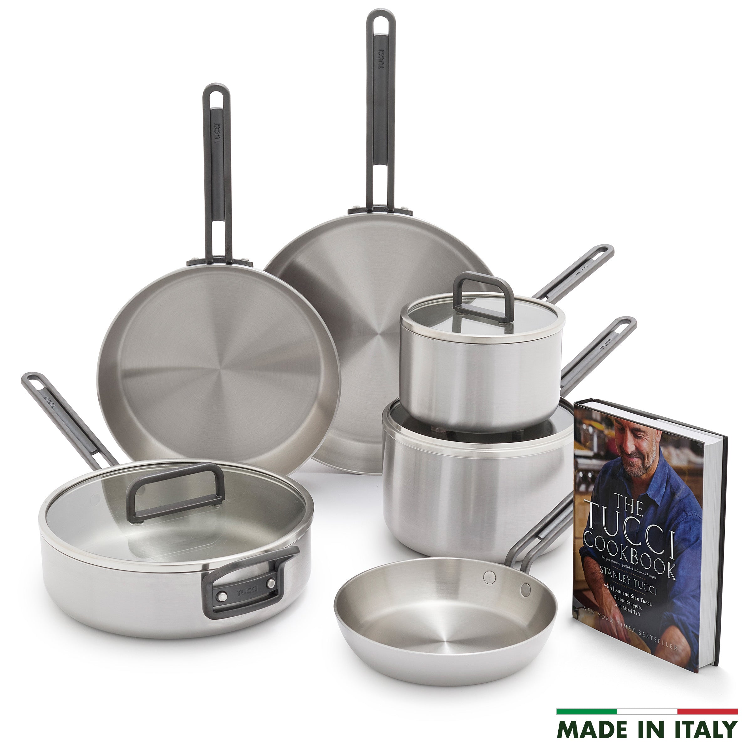 Stanley Tucci™ Uncoated Stainless Steel 9-Piece Cookware Set