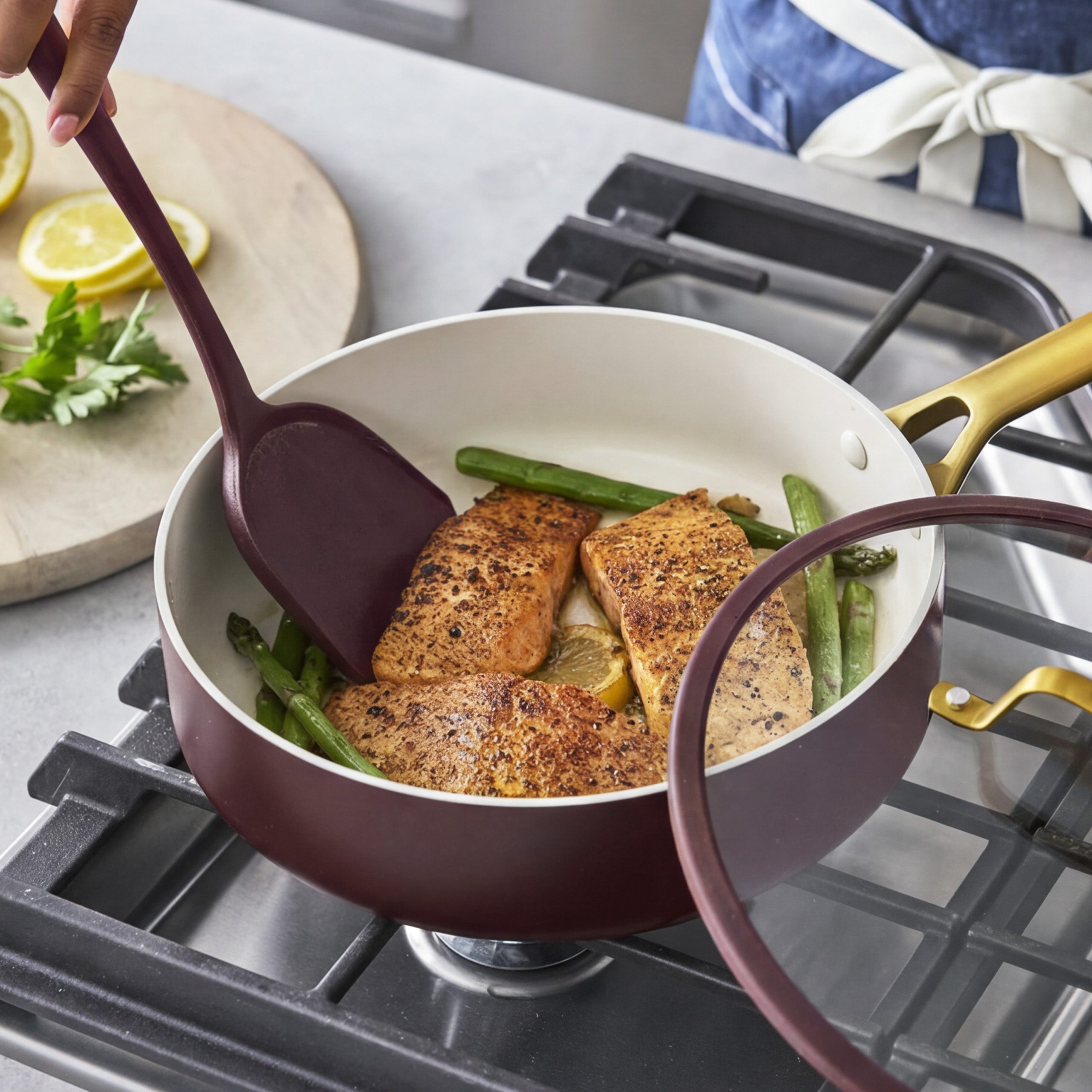 Reserve Pro Ceramic Nonstick 14-Piece Cookware Set | Bordeaux - Image 7