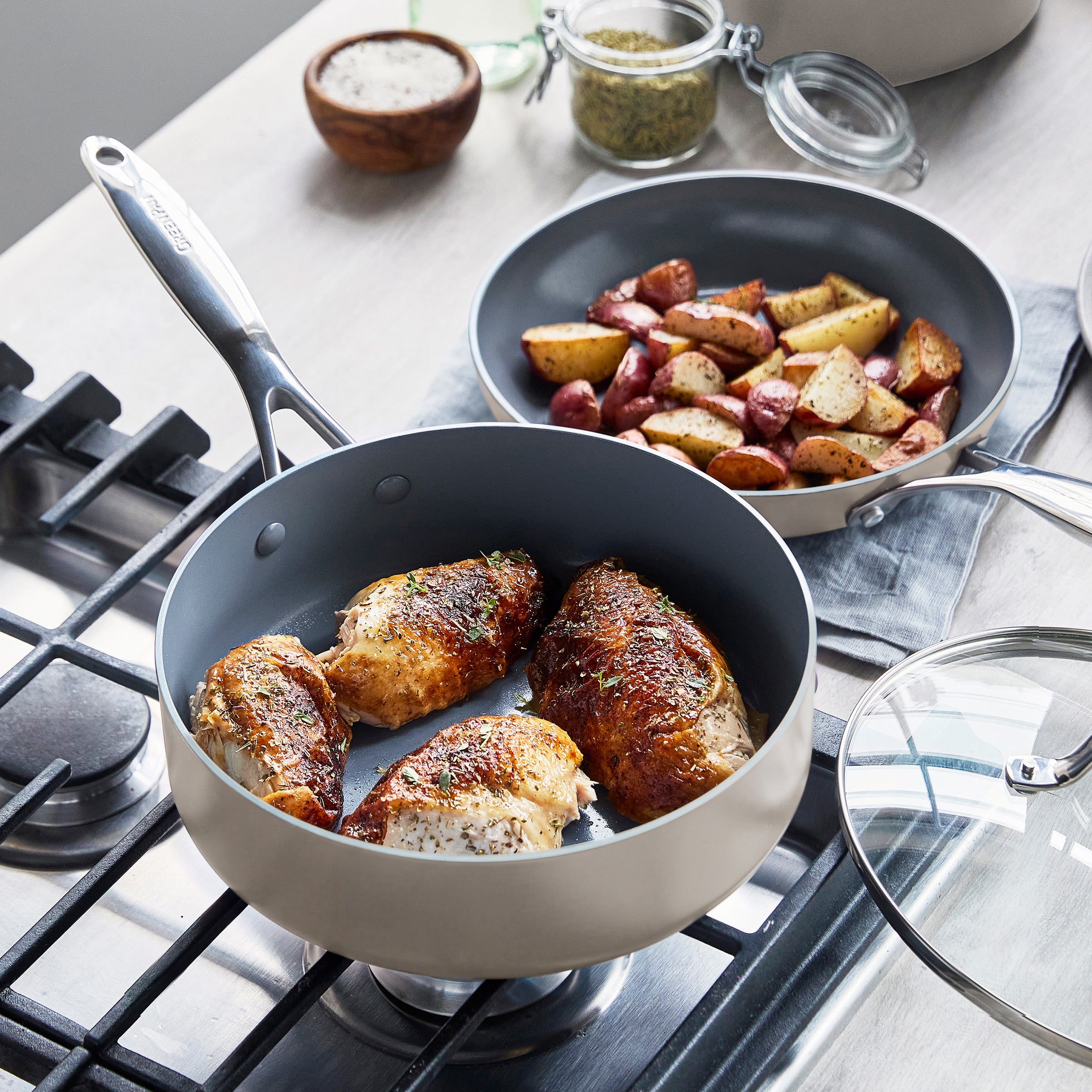 Valencia Pro Ceramic Nonstick 11-Piece Cookware Set | Taupe - Image 7