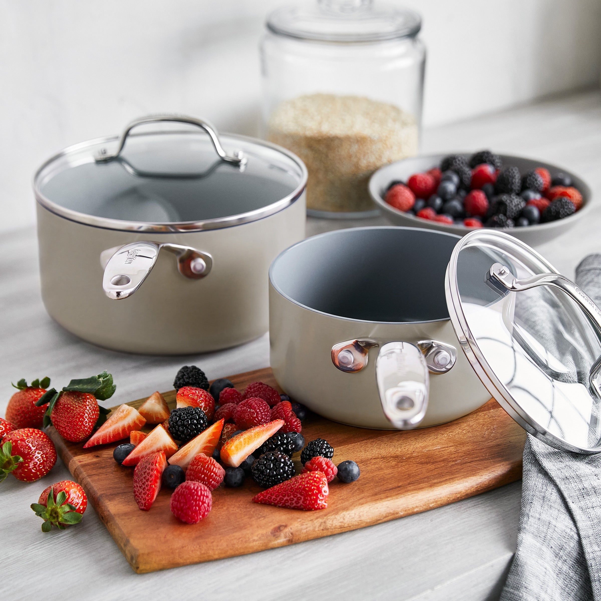 Valencia Pro Ceramic Nonstick 11-Piece Cookware Set | Taupe - Image 8