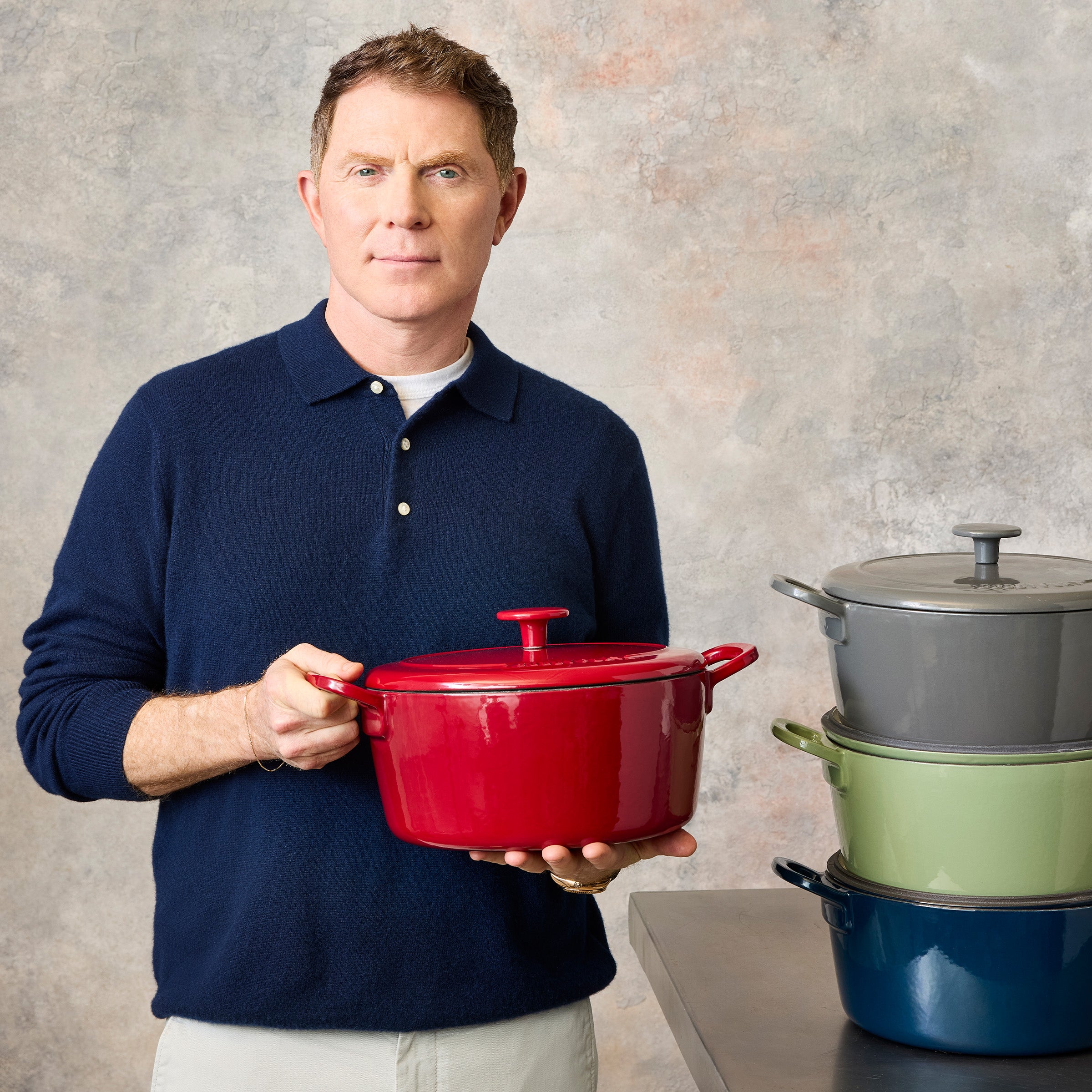 Bobby Flay by GreenPan 5.5-Quart Enameled Cast Iron Dutch Oven 3-Piece Set | Red - Image 7