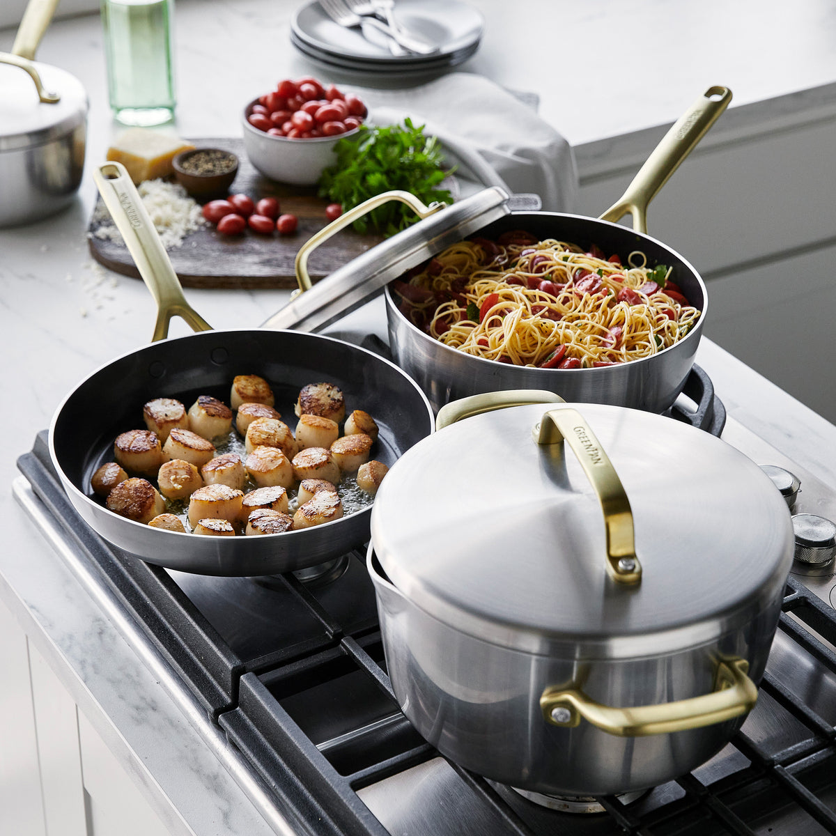 GP5 Stainless Steel 10-Piece Cookware Set | Champagne Handles - Image 3