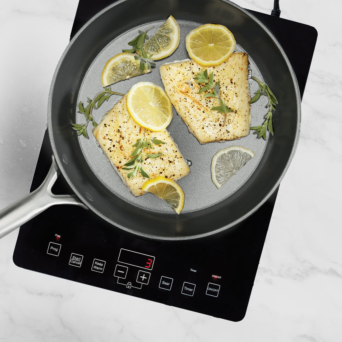 GP5 Colors Ceramic Nonstick 9.5 and 11 Frypan Set with Mirror Handles | Slate - Image 6