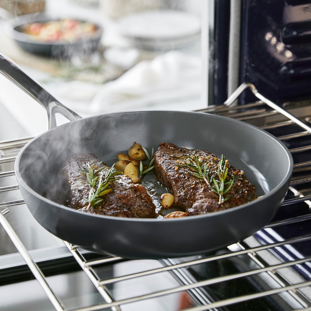 GP5 Colors Ceramic Nonstick 9.5 and 11 Frypan Set with Mirror Handles | Slate - Image 5