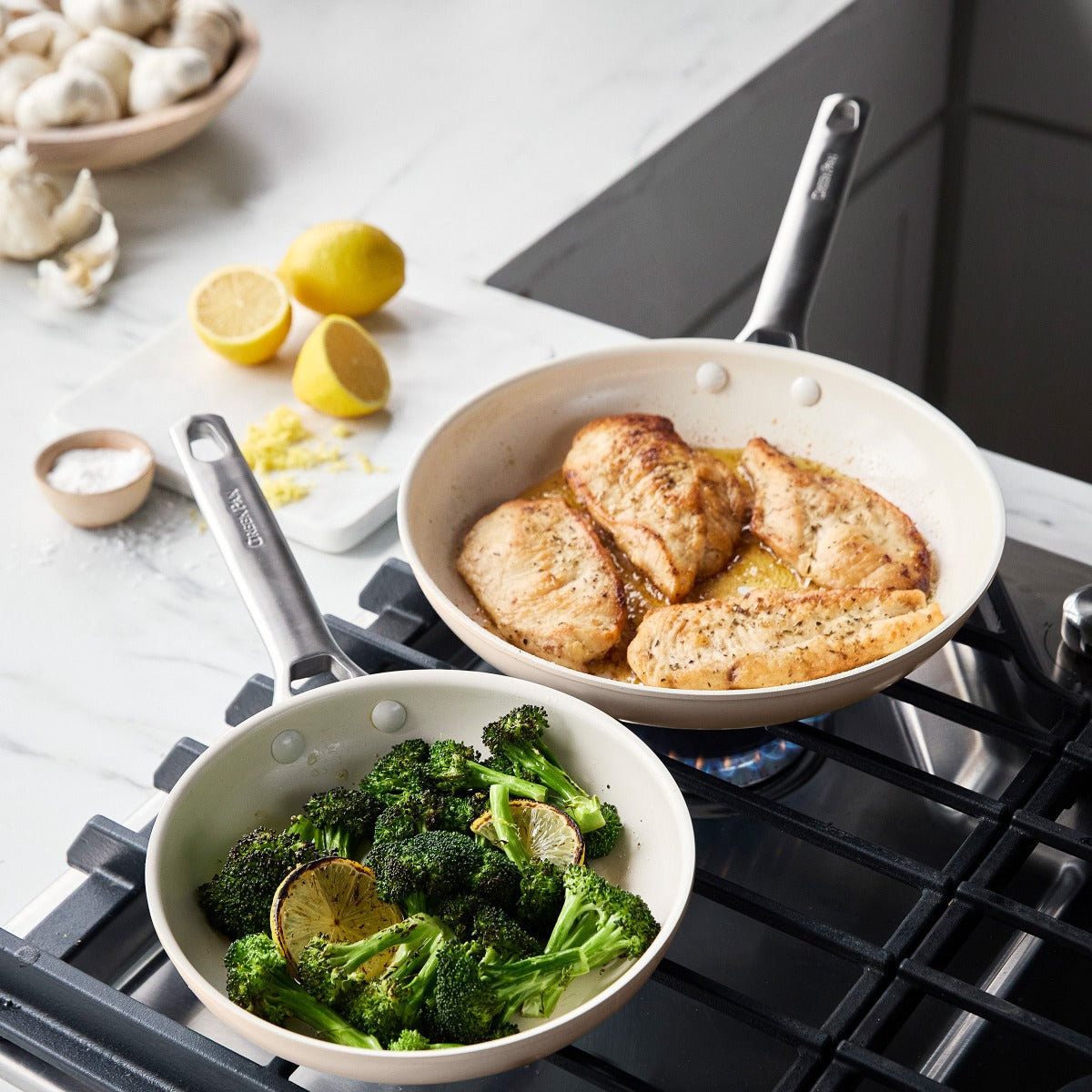 Padova Ceramic Nonstick 8. 10 and 12 Frypan Set | Taupe - Image 3