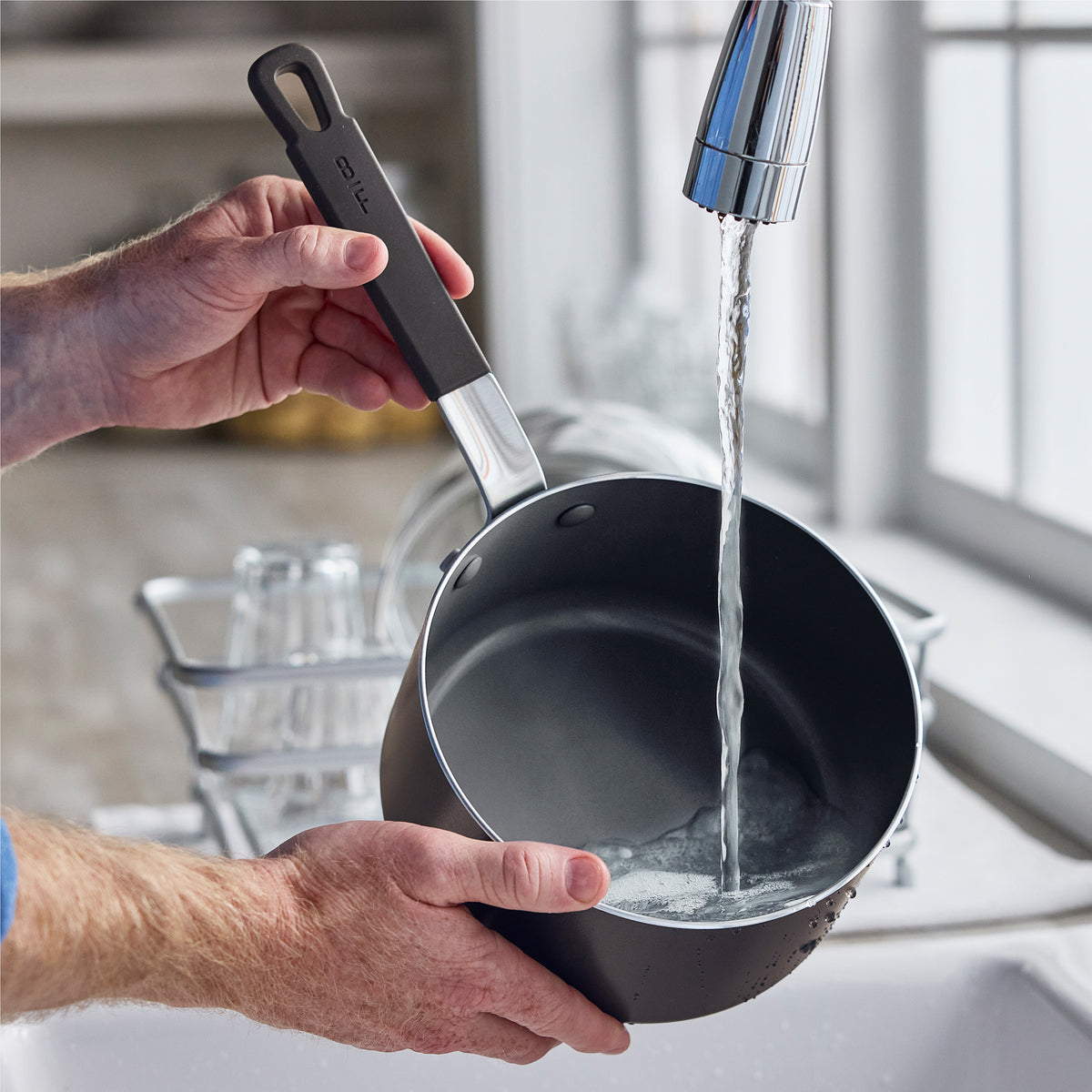 Bobby Flay by GreenPan Professional Ceramic Nonstick 2.53-Quart Saucepan with Lid | Black - Image 8