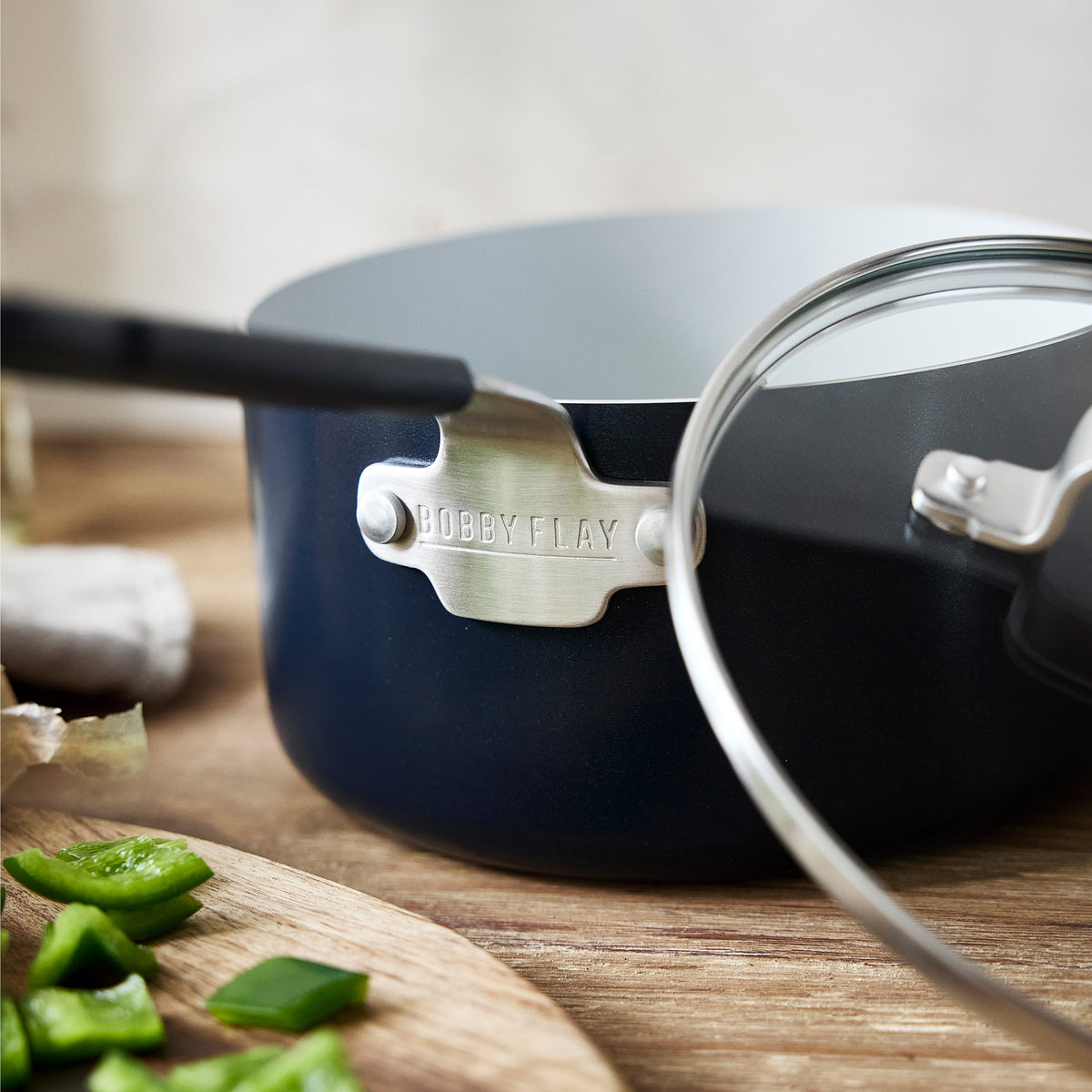 Bobby Flay by GreenPan Professional Ceramic Nonstick 2.53-Quart Saucepan with Lid | Oxford Blue - Image 6