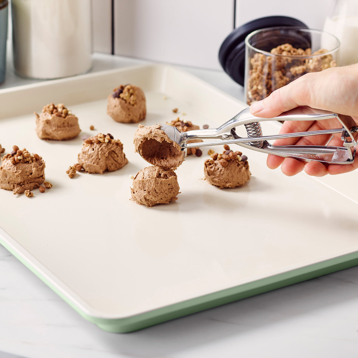 GreenLife Ceramic Nonstick 18 x 13 Cookie Sheet | Sage Green - Image 4