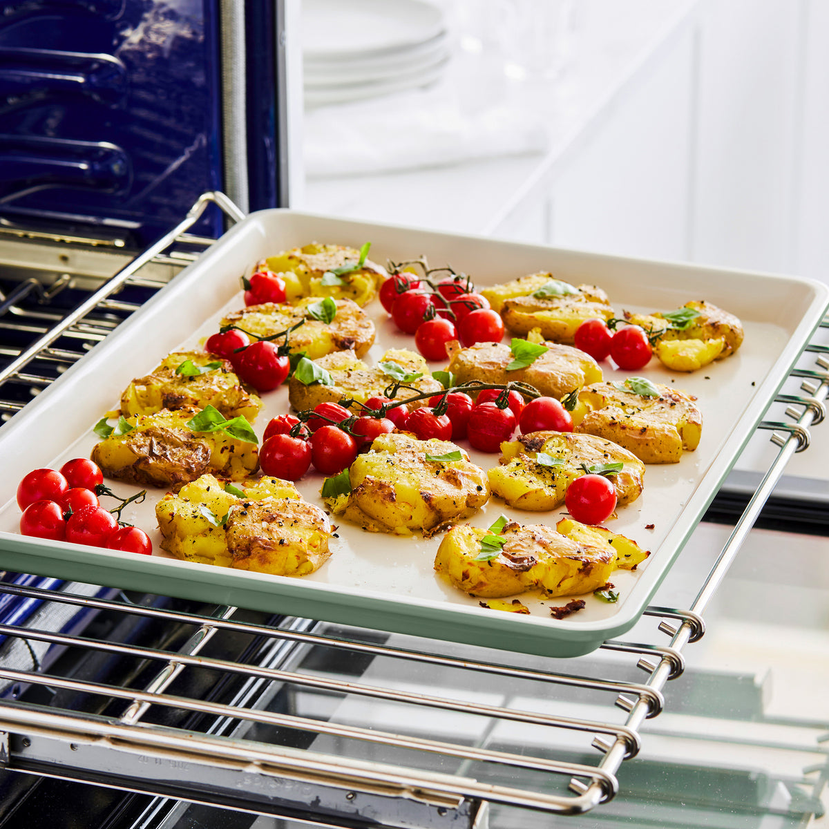 GreenLife Ceramic Nonstick 18 x 13 Cookie Sheet | Sage Green - Image 7