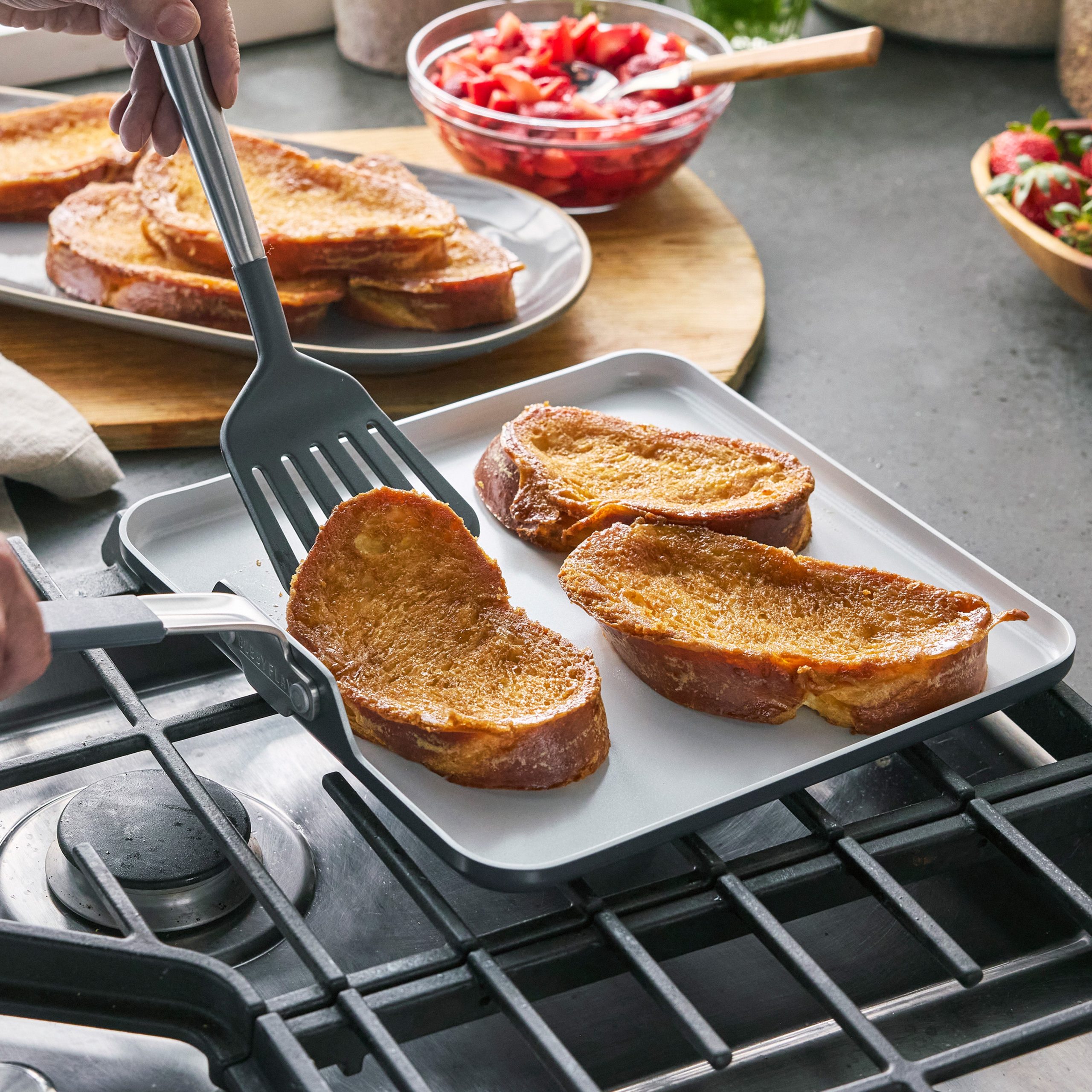 Bobby Flay by GreenPan Professional Ceramic Nonstick 11 Square Griddle | Graphite - Image 4